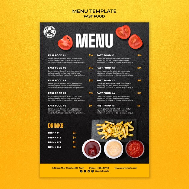 Realistic fast food template design