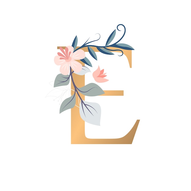 Free PSD realistic floral alphabet illustration isolated