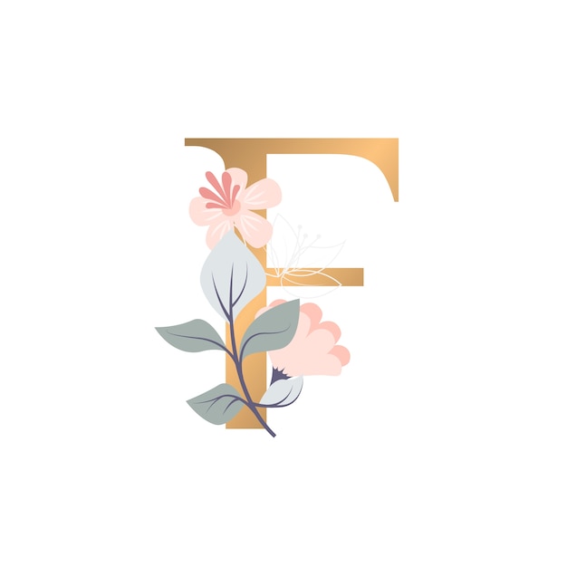 Free PSD realistic floral alphabet illustration isolated