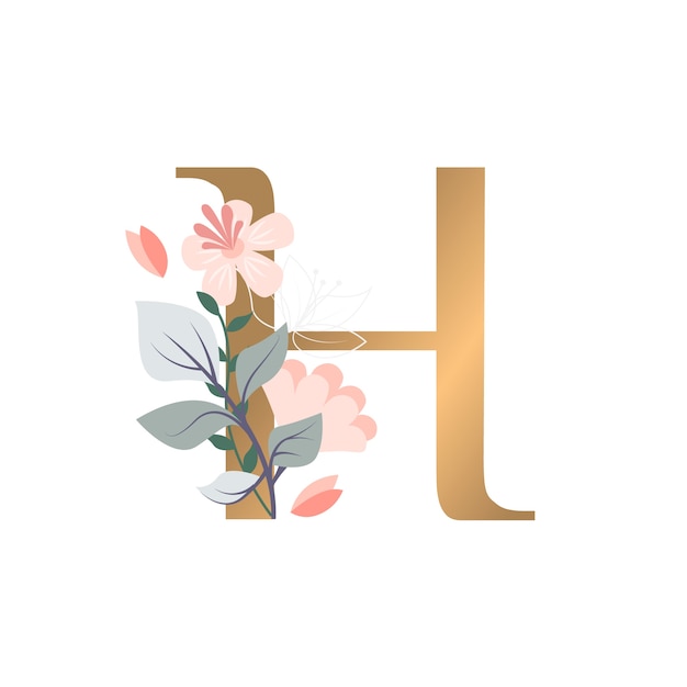 Free PSD realistic floral alphabet illustration isolated