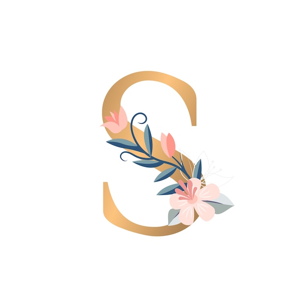 Free PSD realistic floral alphabet illustration isolated