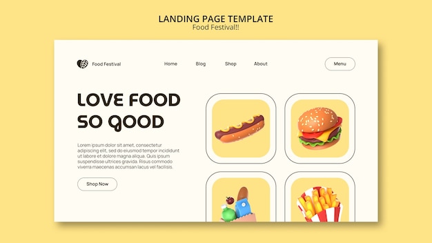 Free PSD realistic food festival landing page