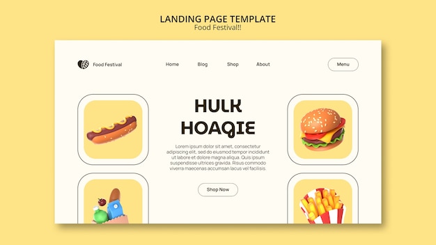 Free PSD realistic food festival landing page