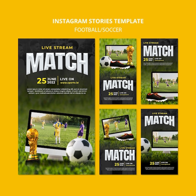 Free PSD realistic football instagram template design