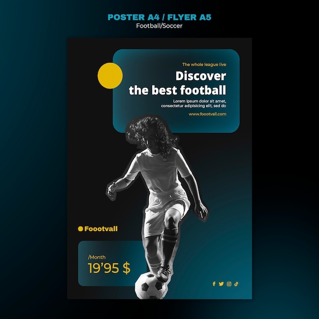 Realistic football poster design template