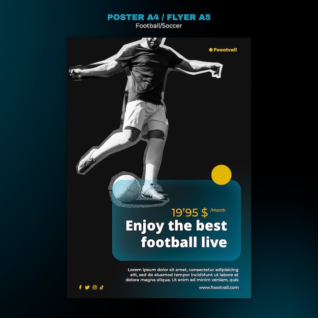 Free PSD realistic football poster design template