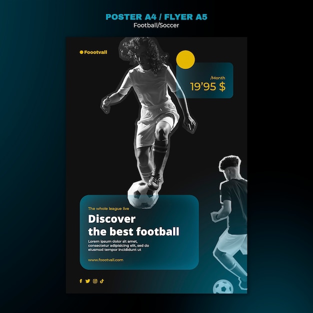 Free PSD realistic football poster design template