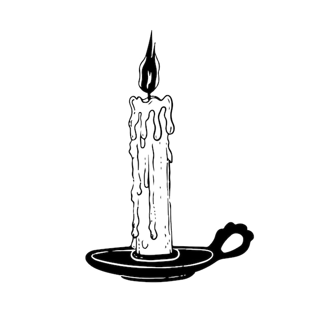 Free PSD realistic hand drawn halloween illustration with candle