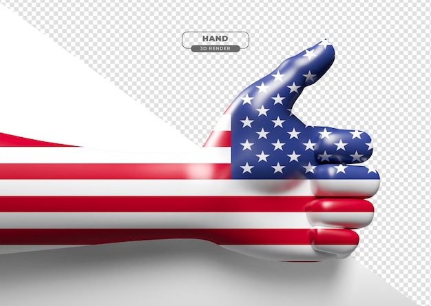 Free PSD realistic hand with united states flag in 3d render