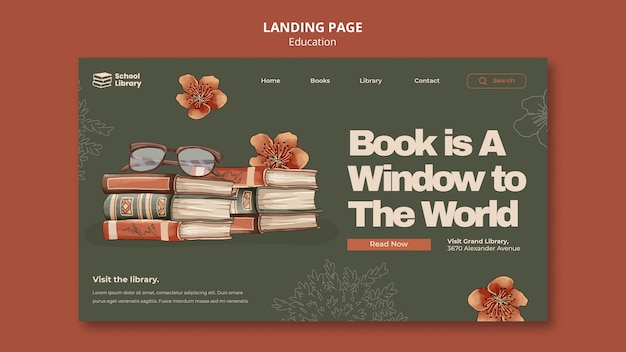 Free PSD realistic landing page education template design