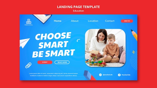 Realistic landing page education template