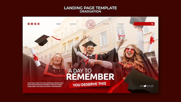 Free PSD realistic landing page graduation template