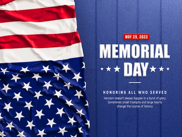 Free PSD realistic memorial day 3d social media banner template