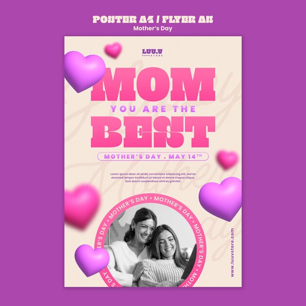 Realistic mother's day celebration poster template