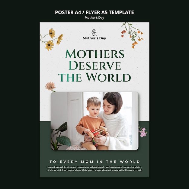 Free PSD realistic mother's day poster design template