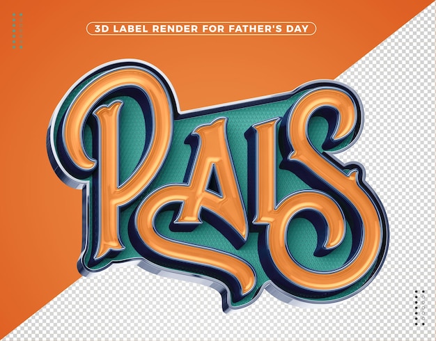 Realistic orange and green Father's Day 3d logo for compositions