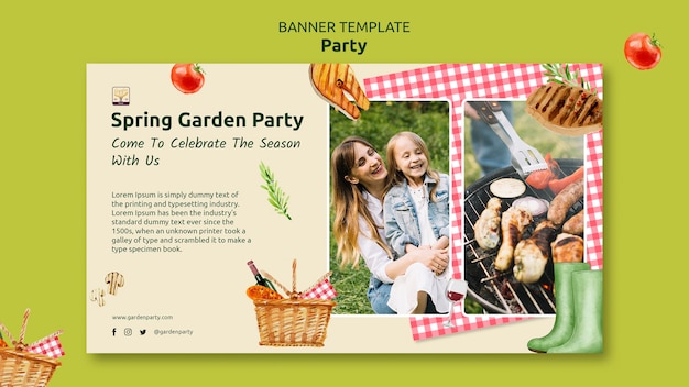 Free PSD realistic party banner template design