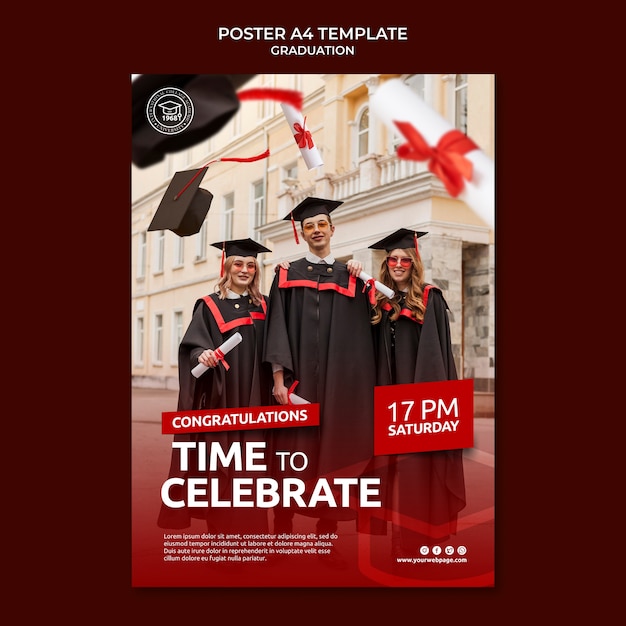 Realistic poster graduation template