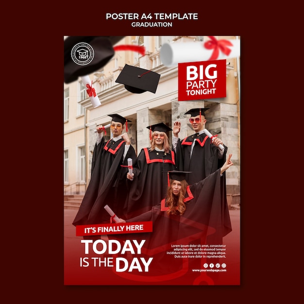 Free PSD realistic poster graduation template