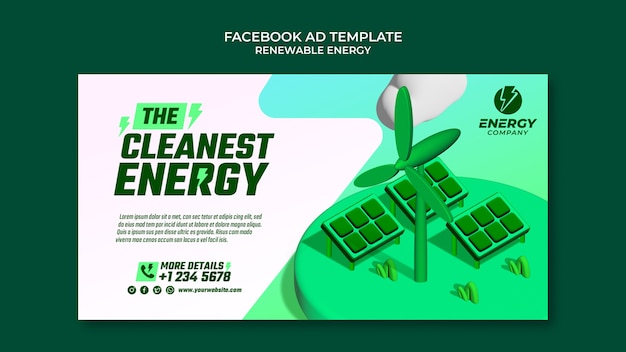 Free PSD realistic renewable energy facebook template