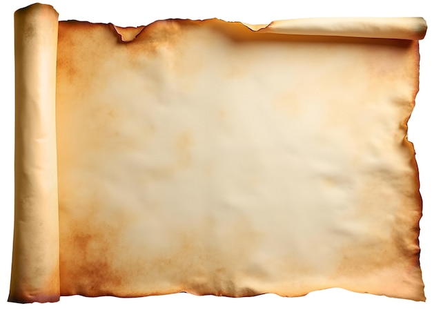 Free PSD realistic rolled parchment paper isolated