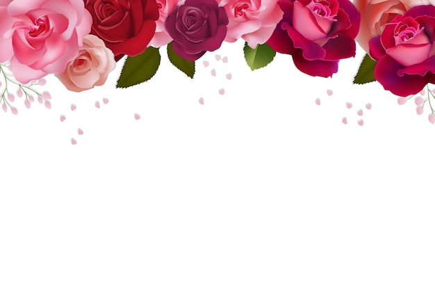 Free PSD realistic roses border illustration