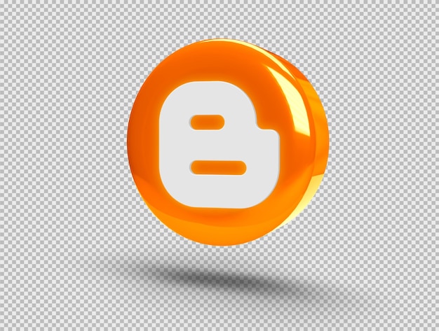 Free PSD realistic shiny 3d round button with blogger icon