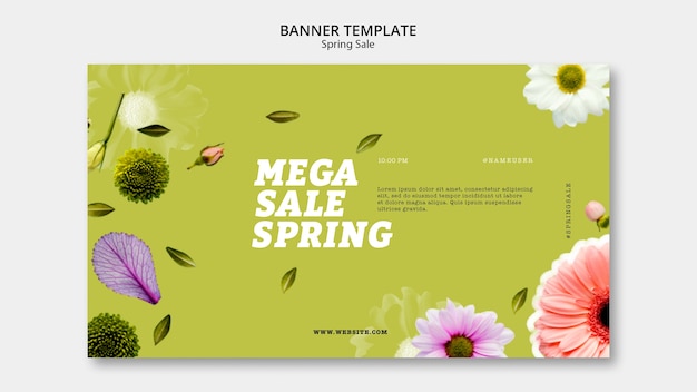 Free PSD realistic spring sale banner template