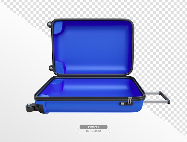 Free PSD realistic suitcase in 3d render with transparent background