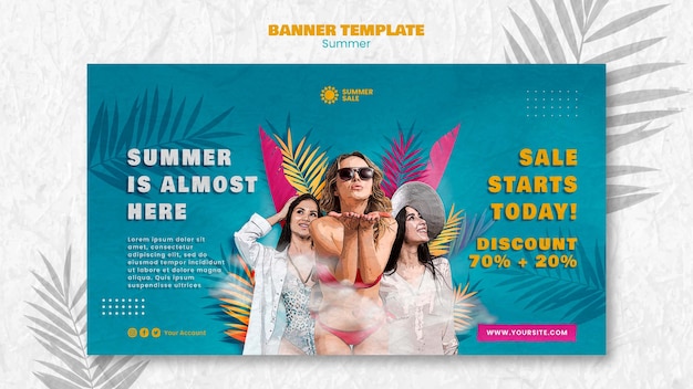 Free PSD realistic summer banner design template