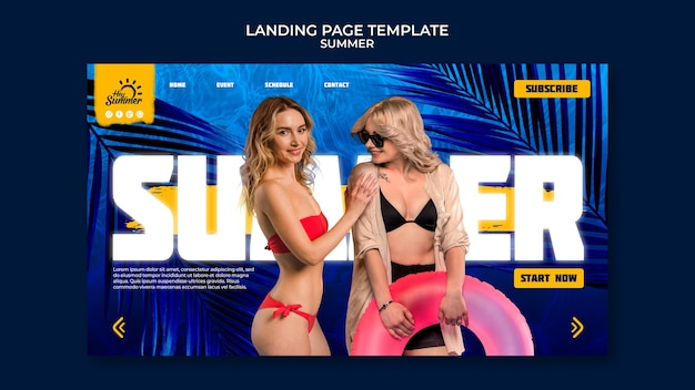 Free PSD realistic summer landing page design template