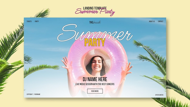 Free PSD realistic summer party template design