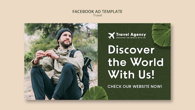 Realistic travel concept facebook template