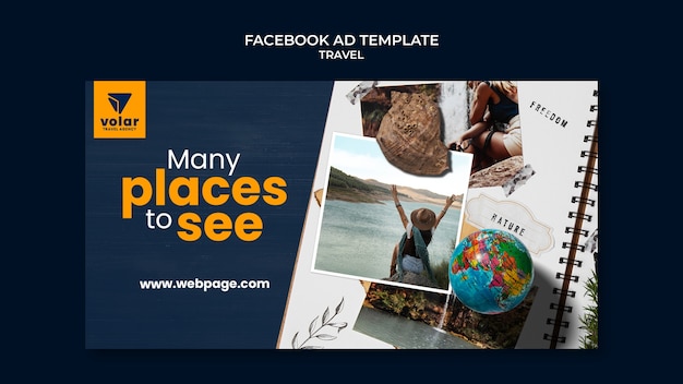 Free PSD realistic travel template facebook ad design