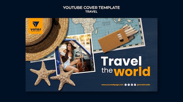 Free PSD realistic travel template youtube thumbnail design