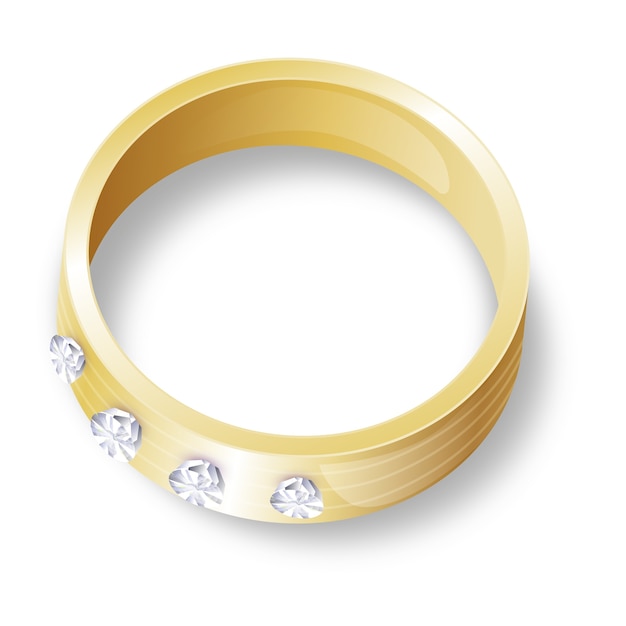 Free PSD realistic wedding ring illustration isolated