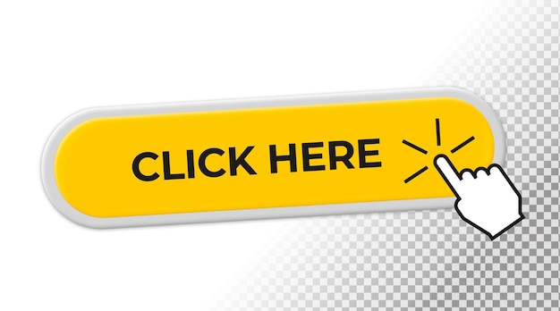 Free PSD realistic yellow clickable button with black and white icon on transparent background