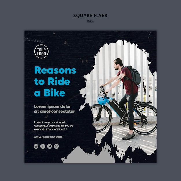 Free PSD reasons to ride a bike ad template square flyer