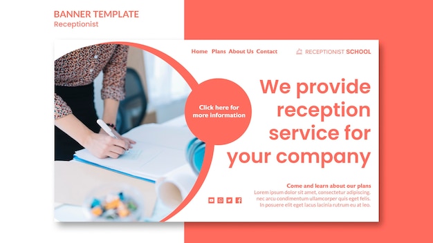 Free PSD receptionist concept banner template