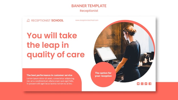 Receptionist concept banner template