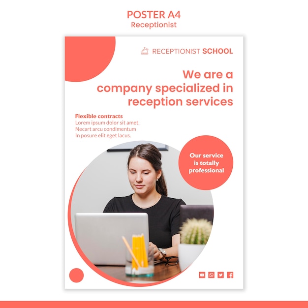 Receptionist concept poster template