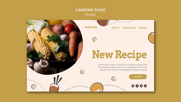 Free PSD recipe landing page template style