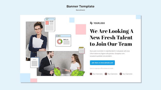 Recruitment concept banner template