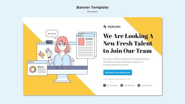 Recruitment concept banner template