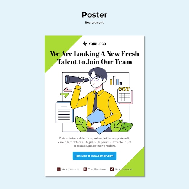 Recruitment concept poster template