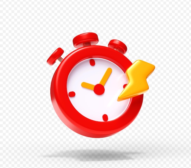 Free PSD red alarm clock with a yellow arrow pointing to the right