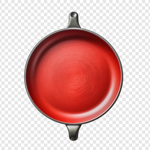 Free PSD a red handled frying pan against a concrete isolated on transparent background