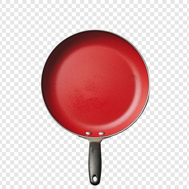 Free PSD a red handled frying pan against a concrete isolated on transparent background