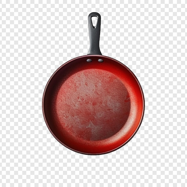 Free PSD a red handled frying pan against a concrete isolated on transparent background