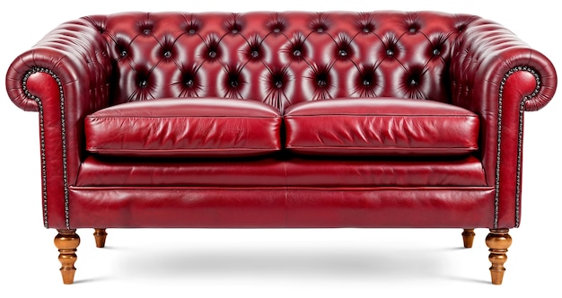 Free PSD red leather sofa isolated